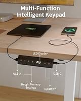 FEZIBO Höhenverstellbarer Schreibtisch mit USB-C&USB-A Ladeanschl 80x48cm – Ansicht 5