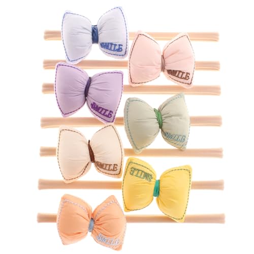 7 Pack Baby Nylon Headbands Hairbands Hair Bows Elastics Hair Accessories for Baby Girls Newborn Infant Toddlers Kids