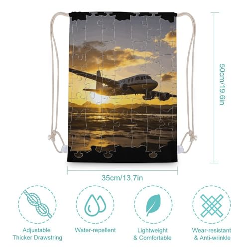 Drawstring Backpack Gym Bag Airplane Puzzle Cinch Sackpack Waterproof Beach Bag for Women Men2