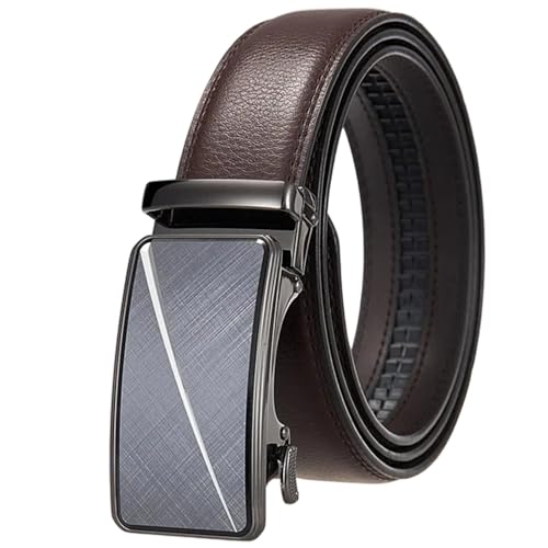 Men's Sliding Ratchet Strap, 3.5Cm Heavy-Duty Work Belt, Adjustable Coffee 115CM