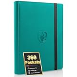 Premium 9 Pocket Card Binder for 360 Cards, Fabmaker PU Cover Trading Card Binder, Sturdy Card Collection Album, Sleek Card Holder Folders for Game Cards & Sports Cards, Turquoise
