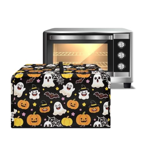 Image of Microwave Oven Dust Cover Decorative Air Fryer Toaster Oven Cover for Indoor Kitchen Halloween Decor, S, Cartoon Ghost Pumpkin Spider-Web Print