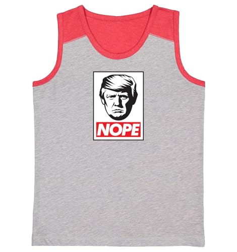 Haase Unlimited Nope - Anti Trump Political Protest Youth Contrast Back Tank Top (Heather/Red, Small)