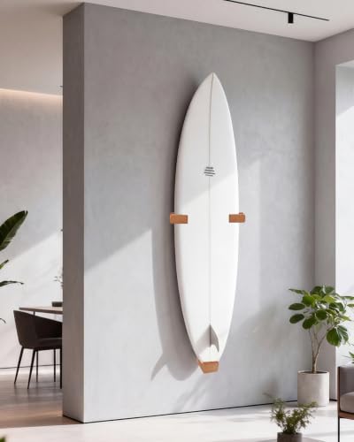 Surfboard Wall Mount&ndash;Surf Board Wall Hangers Solid Beech Wood Surfboard Wall Rack for Display & Storage, Adjustable surfboard rack with Bottom Support, surf board wall mounts, Holds up to 70 lbs
