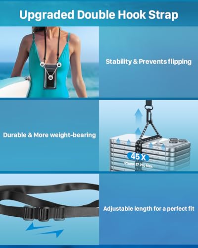 YOSH wasserdichte Handyhülle [2026 3D-Doppeltaschen], IPX8 Wasserfeste Handytasche zum Umhängen, 7,5 Zoll Unterwasser Hülle Tauchen Waterproof Phone Case für iPhone 17 16 Pro Max Samsung S26 S25 Ultra 5