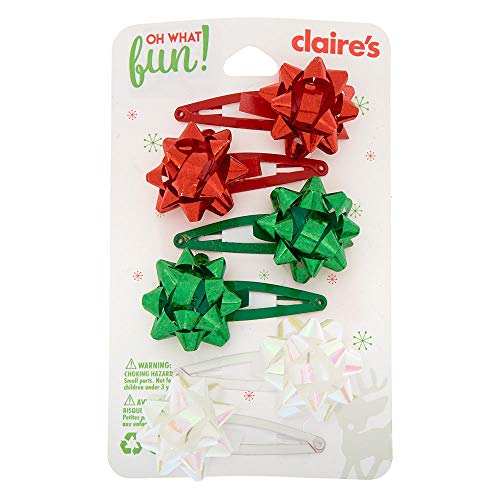 Claire's Girl's Christmas Bow Snap Hair Clips - 6 Pack