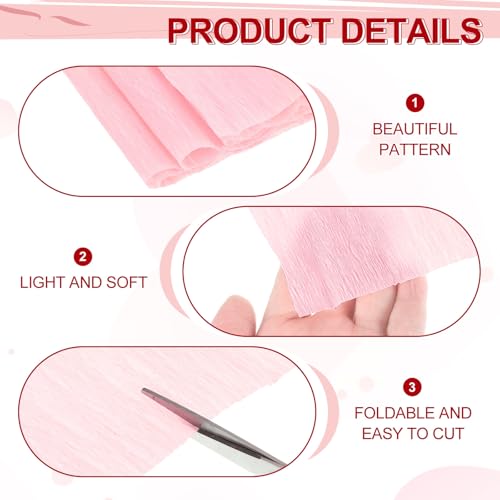 Image of MECCANIXITY Crepe Paper Roll 8.2ft Long 4 Inch Wide for Wedding Ceremony Various Large Festivals Decoration, Light Pink