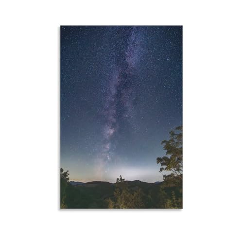 Canvas Poster Wall Art Milky Way Over Rolling Hills And Lush Trees Beautiful Rural Night Scene For Modern Home Living Room Bedroom Hallway Wall Decor12x18inch(30x45cm) Unframe-8