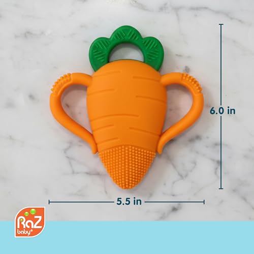 RaZbaby Carrot Teether – Gentle Relief & Sensory Development Support with Safe, Food-Grade Silicone; Nature-Inspired Texture Soothes Sore Gums; 100% BPA-Free Teething Toy for All Ages by RAZBABY - Image 8