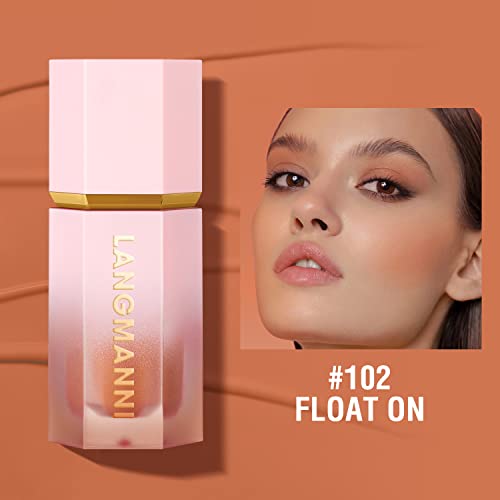 Langmanni Soft Liquid Blush Makeup,Cream Blush For Cheeks.long-Lasting,Waterproof And Velvet Texture Natural Glossy Liquid Blush For All Skin. (#02 Float On) #TOP1
