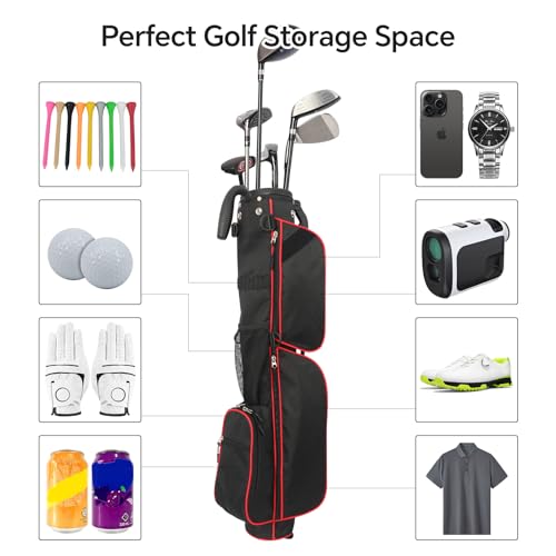 Bolsa para suporte de golfe, bolsa de golfe leve de domingo com capa de chuva e alça de ombro dupla