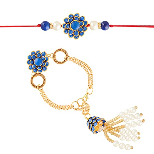 Eximious India Rakhi for Bhaiya Bhabhi RKLM29 Rakhi Bracelet for Brother and Lumba Rakhi Set on Rakshabandhan