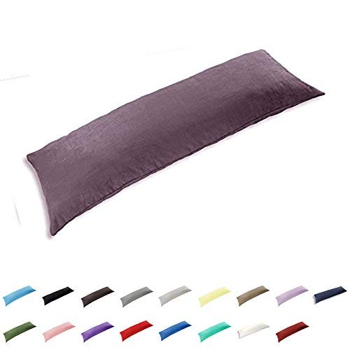 Gyulin 100% Cotton 300 Thread Count Envelope Style 5ft King Bed Size Body Pillow Cover Pillowcase Pillow Protector Cushion Cover Non Zippered Only Cover No Insert 20"x60"/51x150cm Dark Purple โ image 1