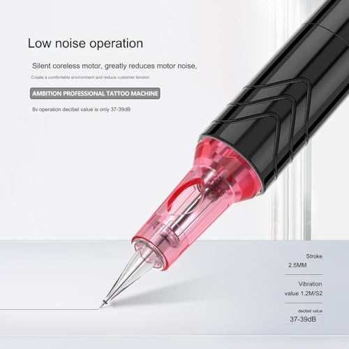 Bigcan Professional Eyebrow Tattoo Machine - Lightweight Aluminum Pen for Liner, Shader & Lip, Silent Coreless Motor, Precise Needle Control, CNC Integrated Carving,Red - Image 4