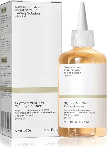 Glycolic Acid Toner, Facial Exfoliating Toner Body Skincare, Face Peeling Solution Acid Stick for Combination and Oily Skin(100ml)