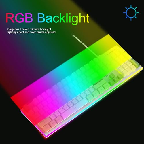 Image of MageGee GT838 Gaming Keyboard and Mouse Combo, 104 Keys RGB Backlit Quiet Wired Keyboards with Number Pad, Metal Panel, Anti-Ghosting, Keyboards Set for Desktop, Laptop, PC, Green