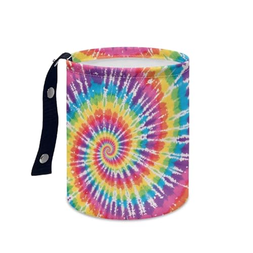Image of Colorful Tie Dye Collapsible Waste Basket Bin Car Trash Can Bags Small Trash Can Car Accessories Interior for Car SUV Trucks