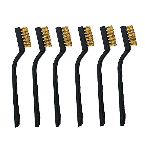 Yaatao 6 Pieces Mini Brass Wire Brush Set for Cleaning Welding Slag and Rust