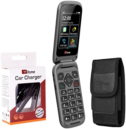 TTfone TT970 Whatsapp 4G Touchscreen Senior Big Button Flip Mobile Phone Easy and Simple to Use Bundle Deal, TT970Bundle,
