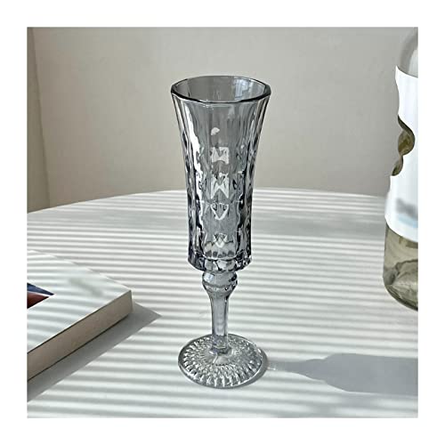 Generic Verres À Vin 6 Pcs Gaufré Champagne Verres À Vin Maison Vintage Haute Droite Mousseux Verre Flûte À Champagne/Gris/115 Ml