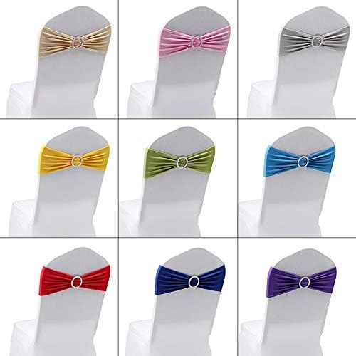 Miniatura 3 de Joe&Lory Bandas elásticas de elastano para silla con hebilla, cintas deslizantes para decoración de bodas, fiestas, bandas suaves (azul rey, 10
