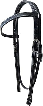 Double Stitched Latigo Leather Browband Western Headstall, Pony Bridle, Leather Pony Headstall for Horses