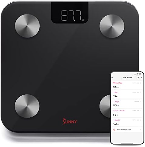 Sunny Health Fitness Advanced Body Fat Comp. BMI Scale w Ap Tracker