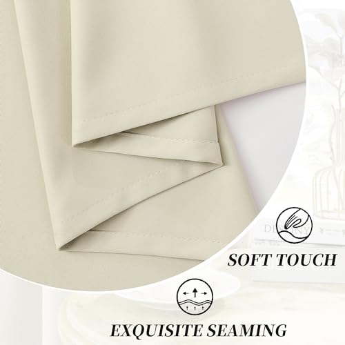 Image of HUTO Beige Blackout Curtains and Drapes for Bedroom - Extra Long Room Darkening Thermal Insulated Solid Window Antique Copper Grommet Draperies for Living Room (Cream White, 1 Pair, 52 x 96-Inch)