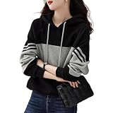 [RadSept] パーカー レディース スウェット トレーナー 春 秋 冬 薄手 裹起毛 春服 上着 トップス プルオーバー 長袖 大きいサイズ 無地 フード付き 配色 ゆったり 韓国 可愛い きれいめ ファッション ロンt 通勤 部屋着