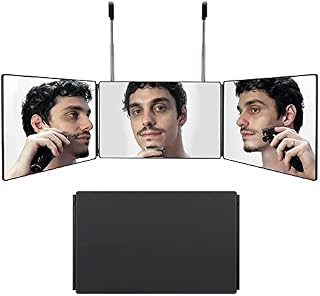 LYSTAO 3 Way Mirror, 360 Mirror Self Hair Cut, Portable Adjustable Trifold Mirror With Height Telescoping Hooks for Self Styling and Hair Cutting Makeup Shaving | Easy to See Your Back Head
