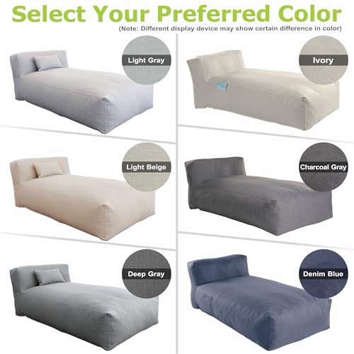 Dineli Chaise Lounge Chair Outdoor Bed Lounger Outdoor Couch Sofa for Pool Comfy Patio Furniture Foam Filling Bean Bed Chair Lazy Sofa for Outside, Water-Resistant Sunbed (Denim Blue, 70'' Length)