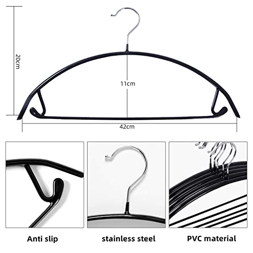 10 Pack Sweater Clothes Hanger No Shoulder Bump 42CM Wide Heavy Duty Coat Metal Hangers for Closet Non Slip PVC-Coating for Sweaters,Dresses,Jackets,Pants,Shirt - Image 2