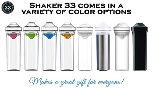 Shaker33 | Plastic Elite Cocktail Shaker Set | 24 Oz | Clear Bottle | Lime Green Dual Strainer | Dishwasher Safe, Shatterproof, Leakproof & Lightweight | Bartending | Lid Locking | Mother's Day Gift #TOP5