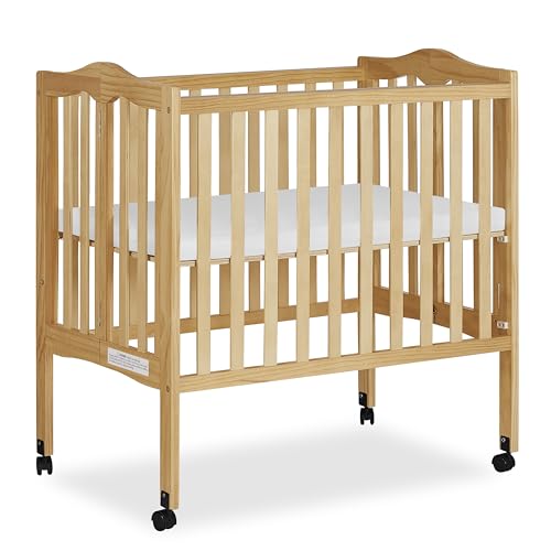 Image of Dream On Me 2-in-1 Lightweight Quick Fold Portable Compact Mini Baby Crib in Natural, GreenGuard Gold & BSA, Patented Flat-Folding, Converts to Playpen in Seconds, Locking Wheels, 1″ Mattress Pad