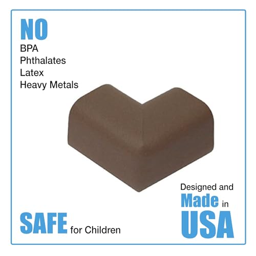 Image of KidKusion Child Safety Corner Cushion | Brown | 12 Pack | Made in USA, Child Safety, Child Proofing Corner Guard, Bed Frame Protector, Baby Proof Table Protector