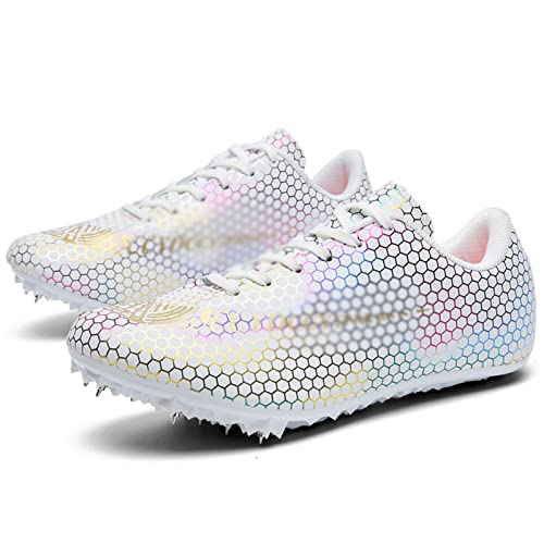 Track and Field Shoes for Men Women Kids Boys Girls 8 Spikes 100-400 Meter Running Racing Shoes Professional Sprint Sport Sneakers Track Spikes Distance Running Shoes ( Color : B , Size : 5 Women/3.5