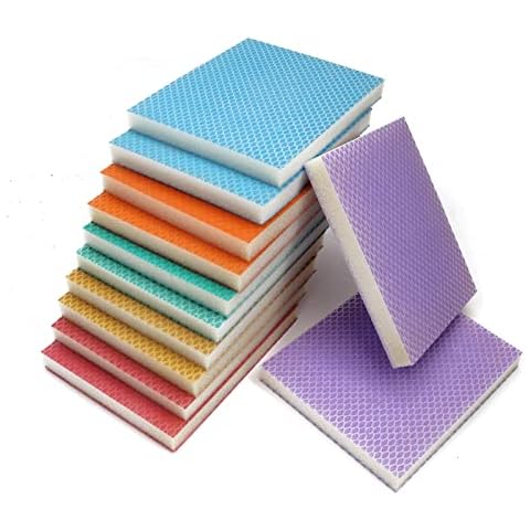 Sanding Sponges 12 Pack,Soft Flexible Wet Dry Sand Paper Brick,Hand Sanding Blocks, Fine Assortment Grade,PU Foam Sanding Pads for Wood, Crafts,Drywall,Metal,Paint,Auto Body Repair,Pottery Cover