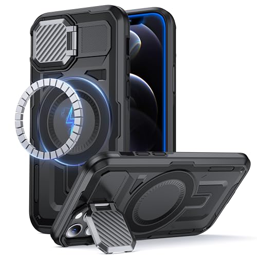 Coque iPhone 12 Pro antichoc MagSafe robuste double couche noire