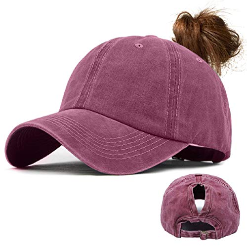 Tuopuda Baseball Cap Damen Schachtelhalm Kappe Retro Ponytail Cap Vintage Basecap Pferdeschwanz Outdoor Baseball Kappen Sports Freizeit Einstellbare Baseballmütze Sonnenhut Schirmmütze