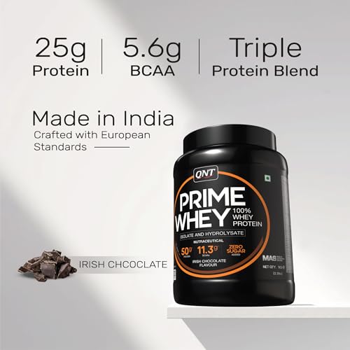 QNT Prime Whey Protein Powder – Irish Chocolate | 25g Protein Per Scoop | Whey Isolate, Concentrate & Hydrolysate Blend | 30 Servings | Muscle Growth, Recovery & Strength | 1kg - Image 6