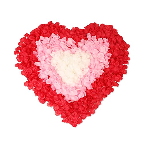 HAIKING Rose Petals, 1000 Pcs Artificial Flower Petals for Valentine's Day, Wedding Decoration, Romantic Candlelit Dinner, Courtship Party Decoration (Red, Pink, White)