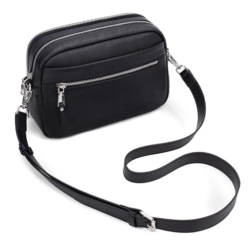 befen Genuine Leather Crossbody Bags for Women Small Camera Purses with Built in RFID Wallet Woman Shoulder Bag Handbags