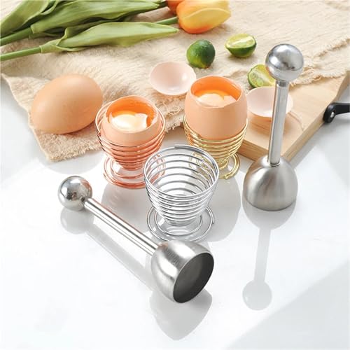 Ouvre-œuf en acier inoxydable rose gold - Coupe-coquille multifonction - 4