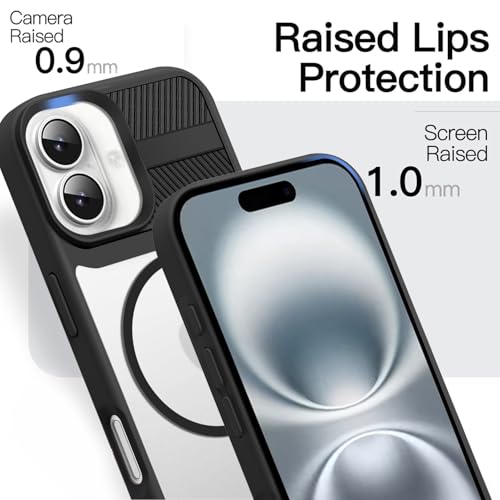 Image of KARWAN️ Magnetic Clear Back Case Cover for iPhone 16 (6.1-Inch-) |Acrylic Transparent Slim | Shockproof iPhone 16 Mobile Phone Back Cover [Clear Back] [TPU + Pc] [Black]