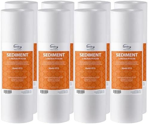 iSpring 10"x2.5" Multi-Layer PP FP15X8 Universal Sediment Filter Cartridges 5 micron 8-Pack White