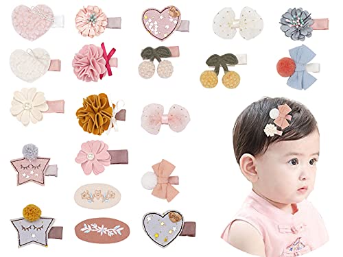 Sunowo Barrette Bebe Fille, 20 Pièces Bébé Barrettes de Cheveux Tissu Mignons hceveux Barrettes à Cheveux Filles Pinces à Cheveux pour Bébé Filles Ados Tout-Petits pour Cadeau d'anniversaire de Noël Cover