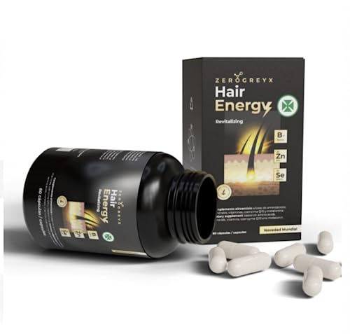 Vitaminas para el cabello, crecimiento de cabello fuerte y sano. Cápsulas crecimiento cabello. HAIR ENERGY, nuevo complejo vitamínico generador energía capilar. 60 cápsulas. Post trasplante capilar.