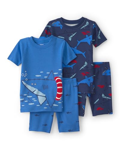 Carter's Boy 4-Piece Tight Fit Cotton Pajama Set, Blue, 3T