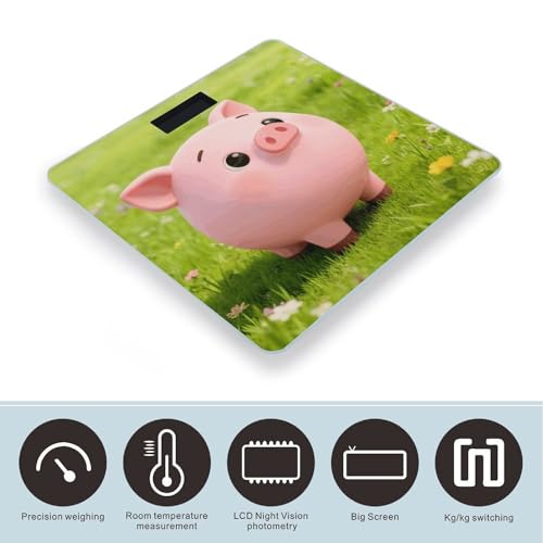 Báscula digital para baño rosa con diseño de cerdos, hasta 180 kg miniatura 3