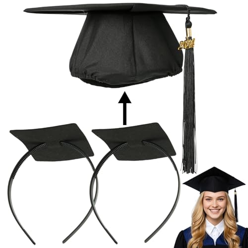 2 Pack Graduation Cap Headband,Black Anti-Fall Firm Hairband with Adhesive Insert,Secures Graduation Cap&Hairstyle, Essential Hat Accessories for Graduates,Students,Girls,Not including Caps 2 Pack Graduation Cap Headband,Black Anti-Fall Firm Hairband with Adhesive Insert,Secures Graduation Cap&Hairstyle, Essential Hat Accessories for Graduates,Students,Girls,Not including Caps